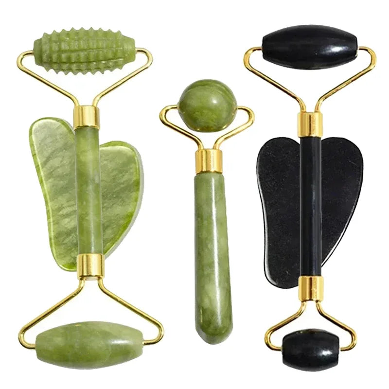 Natural Jade Roller Face Gua Sha Natural Stone Body Neck Massager
