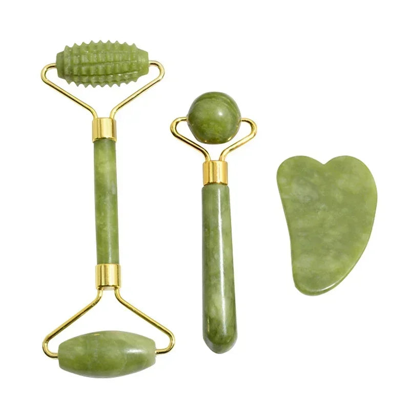 Natural Jade Roller Face Gua Sha Natural Stone Body Neck Massager