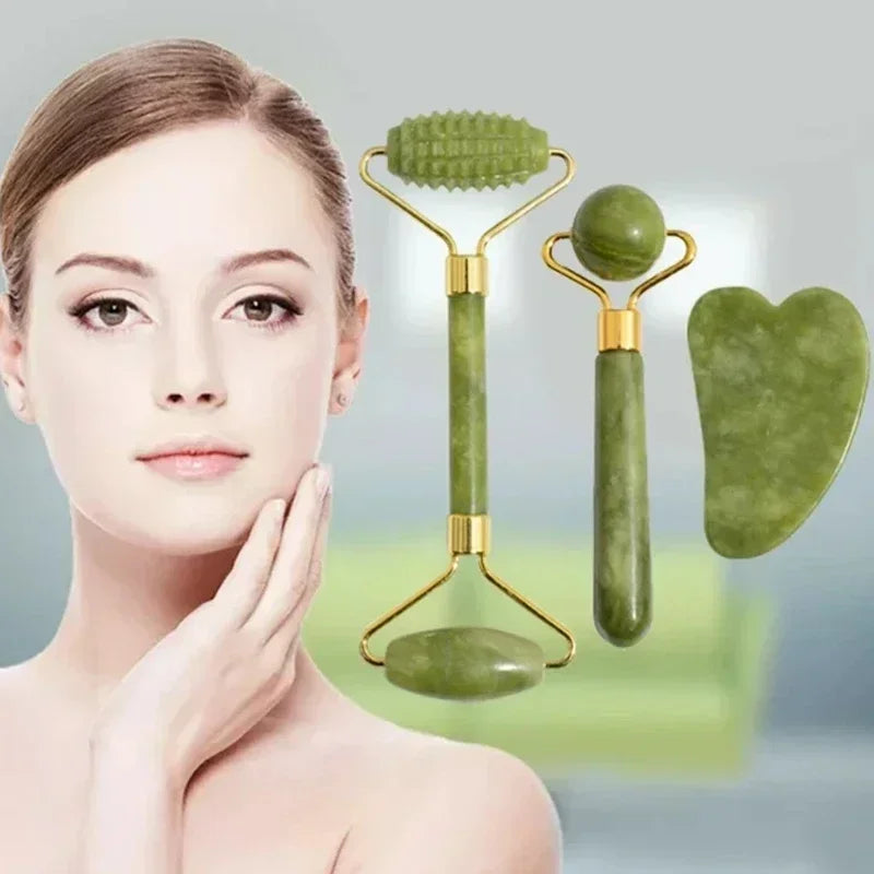 Natural Jade Roller Face Gua Sha Natural Stone Body Neck Massager