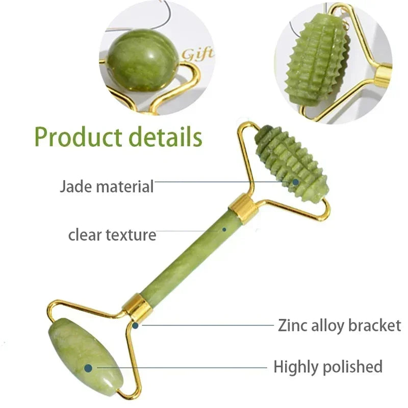 Natural Jade Roller Face Gua Sha Natural Stone Body Neck Massager